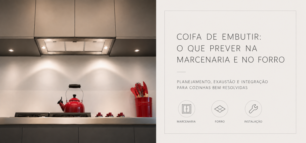 Coifa de embutir integrada à marcenaria de cozinha planejada