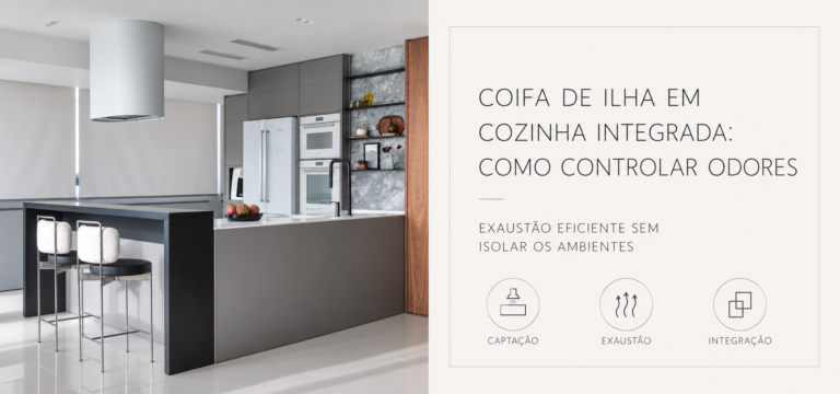 Coifa de ilha para cozinha integrada com sala de jantar