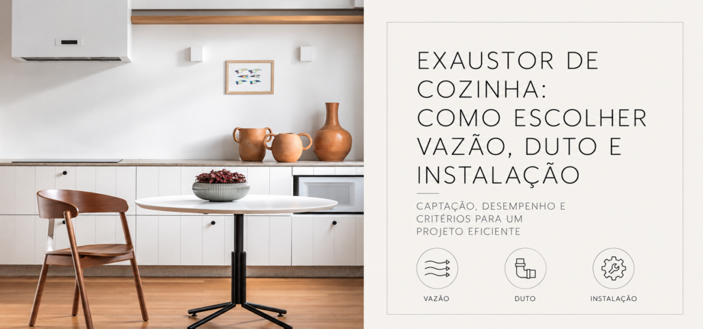 Exaustor de cozinha integrado a uma coifa sob medida