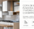 Coifa de ilha instalada sobre cooktop em cozinha integrada