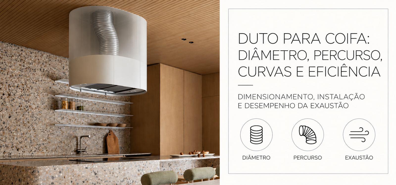 Duto para coifa planejado para melhorar a eficiência da exaustão